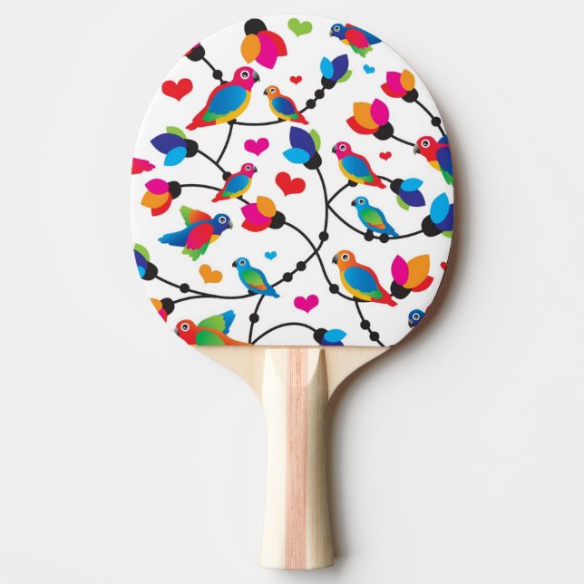 cute colourful parrot bird ping pong paddle (Front)