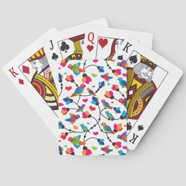 cute colourful parrot bird playing cards (Back)