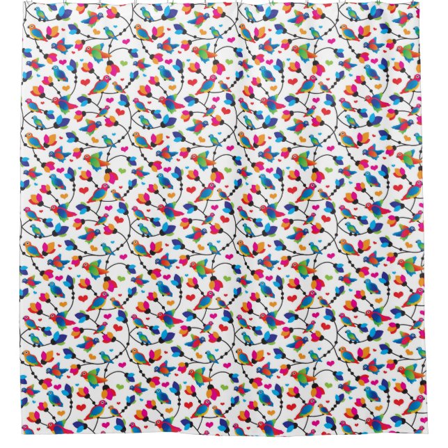cute colourful parrot bird shower curtain (Front)