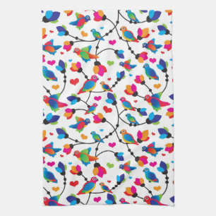 cute colourful parrot bird tea towel