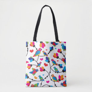 cute colourful parrot bird tote bag