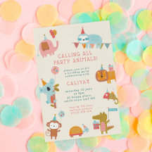 Cute & Colourful Party Animals Kids Birthday Party