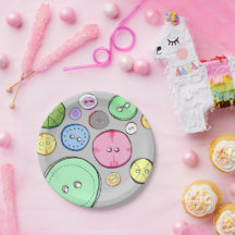 Cute Colourful Pastel Button Illustration