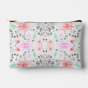 Cute colourful pastel floral aztec accessory pouch