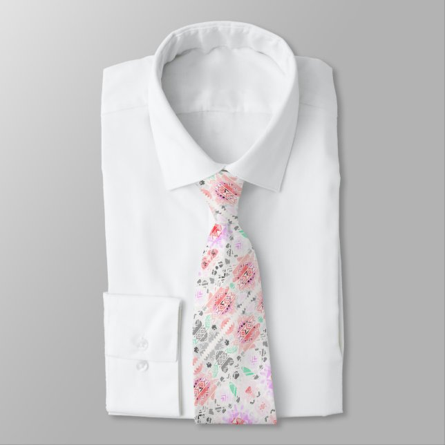 Cute colourful pastel floral aztec tie (Tied)