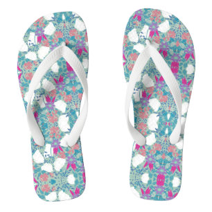 Cute colourful pastel floral garden flip flops