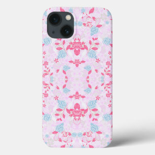 Cute colourful pastel floral pattern iPhone 13 case