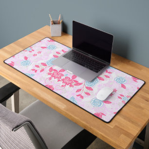 Cute colourful pastel floral pattern desk mat