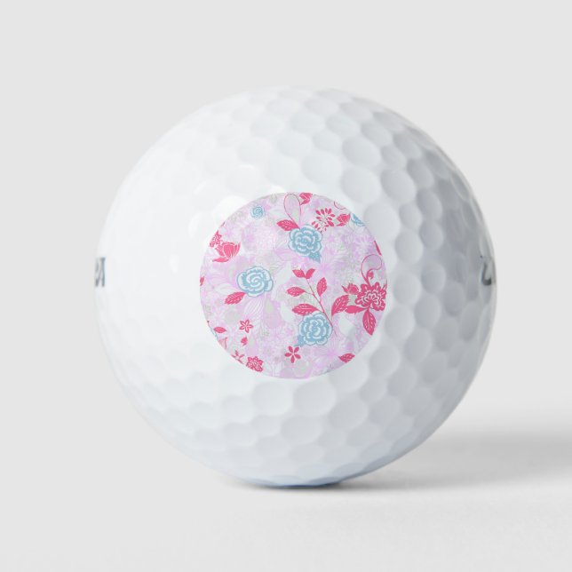 Cute colourful pastel floral pattern golf balls (Front)