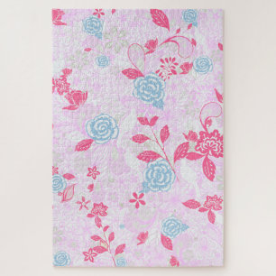 Cute colourful pastel floral pattern jigsaw puzzle