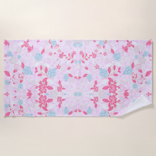 Cute colourful pastel floral pattern Low-Top sneak Beach Towel