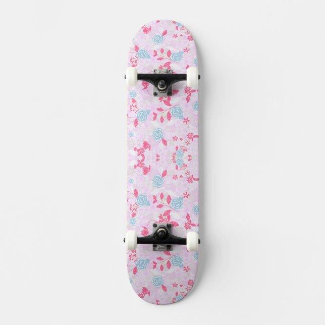 Cute colourful pastel floral pattern Low-Top sneak Skateboard (Front)