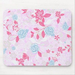 Cute colourful pastel floral pattern mouse mat