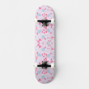 Cute colourful pastel floral pattern skateboard