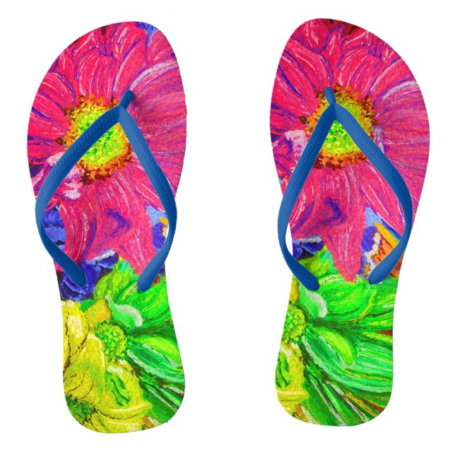 Cute colourful pastel flowers flip flops (Footbed)