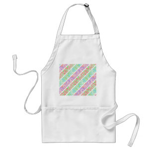 Cute colourful pastel flowers stripes standard apron