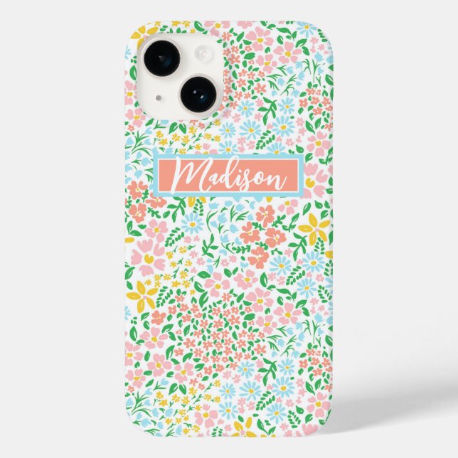 Cute Colourful Pastel Garden Flower Pattern Case-Mate iPhone Case (Back)