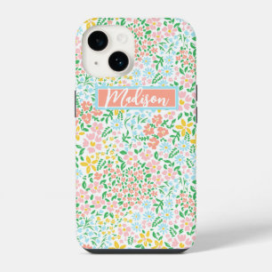 Cute Colourful Pastel Garden Flower Pattern iPhone 14 Case
