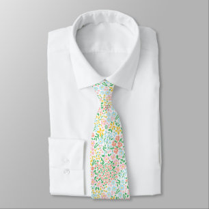 Cute Colourful Pastel Garden Flower Pattern Tie