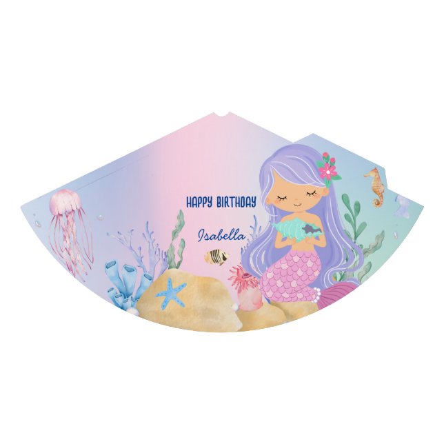 Cute colourful pastel mermaid Rainbow Birthday  Party Hat (Front)
