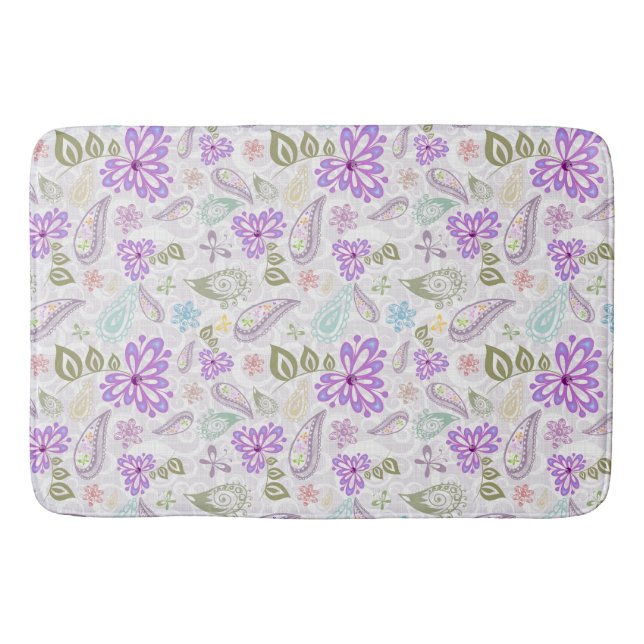 Cute colourful pastel paisley patterns bath mat (Front)
