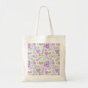 Cute colourful pastel paisley patterns tote bag