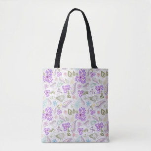 Cute colourful pastel paisley patterns tote bag