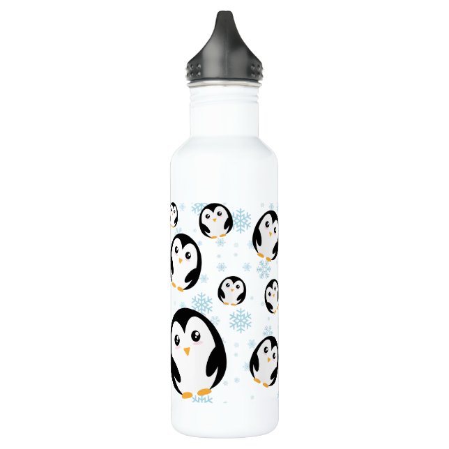 Cute colourful pastel penguin gradient pattern 710 ml water bottle (Left)