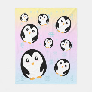 Cute colourful pastel penguin gradient pattern fleece blanket
