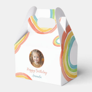Cute Colourful Pastel Rainbow Girls Photo Birthday Favour Box