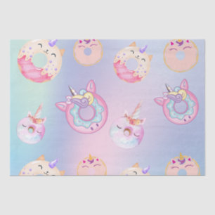 Cute colourful pastel Unicorns Rainbow Doughnuts Tissue Paper