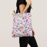 Cute Colourful Pastel Watercolor Floral Custom Nam Tote Bag<br><div class="desc">Cute and Colourful Watercolor Flowers Personalised Tote Bag</div>
