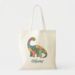 Cute Colourful Patchwork Dinosaur Tote Bag