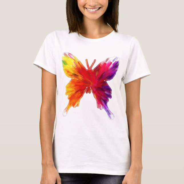 Cute Colourful Patterned Butterfly T-Shirt (Front)