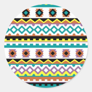Cute colourful patterns design classic round sticker