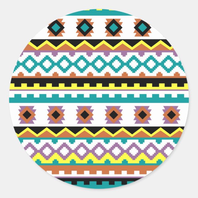 Cute colourful patterns design classic round sticker (Front)