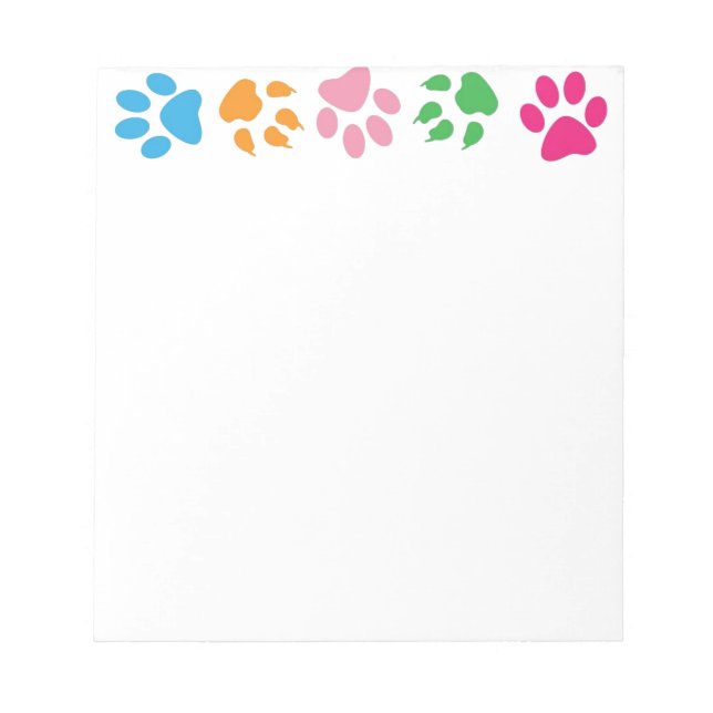 Cute Colourful Paw Pattern Notepad (Front)
