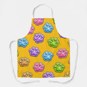 Cute Colourful Paw Print Pattern Cartoon Style Apron
