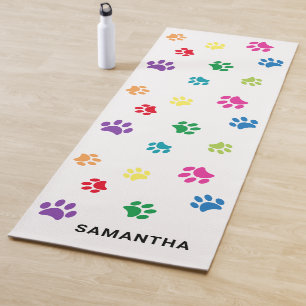 Cute Colourful Paw Prints Custom Yoga Mat