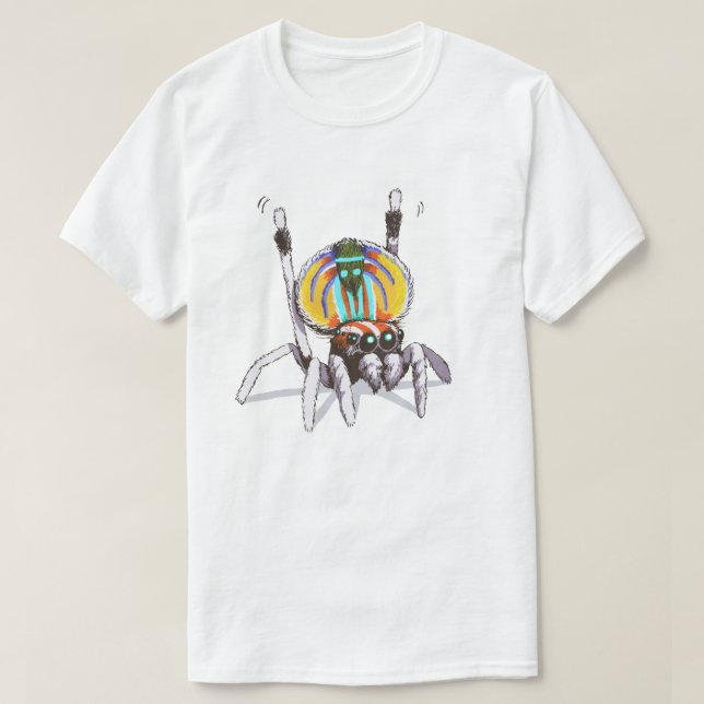 Cute Colourful Peacock Spider Drawing Art Shirt (Design Front)