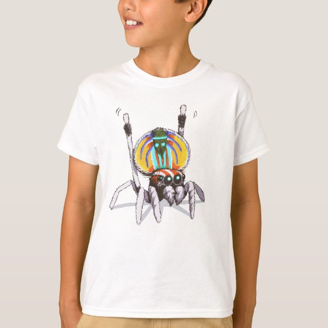 Cute Colourful Peacock Spider Drawing Art Shirt (Front)