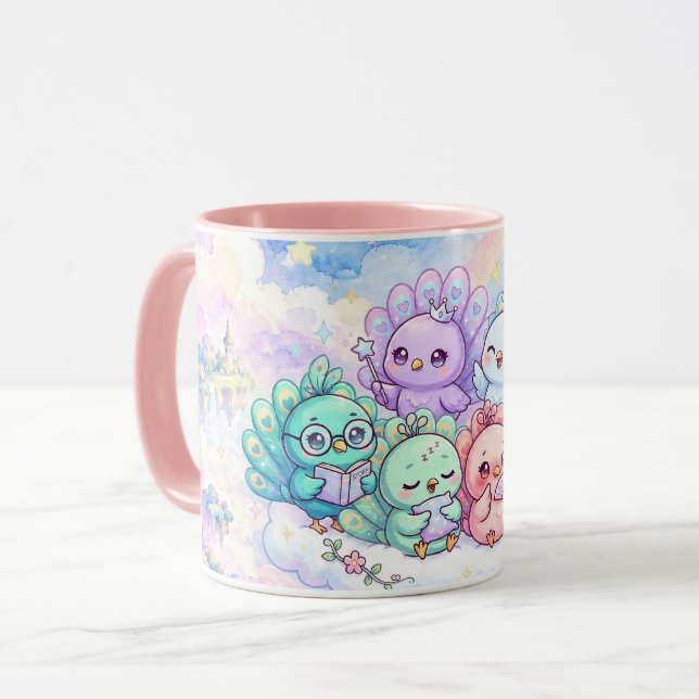 Cute Colourful Peacocks Mug (Front Left)