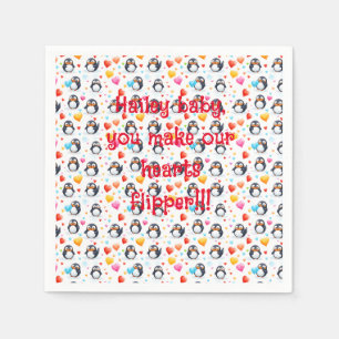 Cute & Colourful Penguin Love Napkin