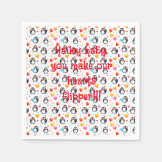 Cute & Colourful Penguin Love Napkin