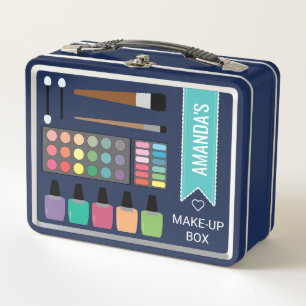 Cute Colourful Personalised Name Girls Makeup Box