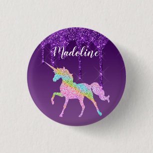 Cute Colourful Personalised Unicorn 3 Cm Round Badge
