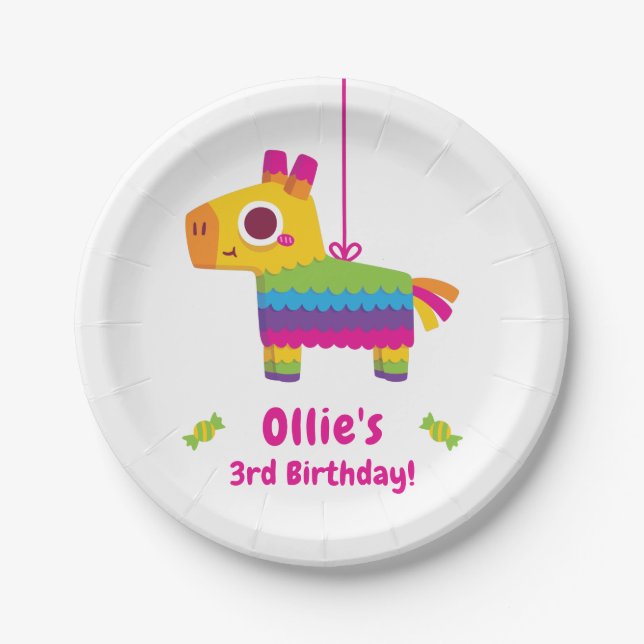 Cute Colourful Pinata Kids Birthday Party Supplies Paper Plate (Front)