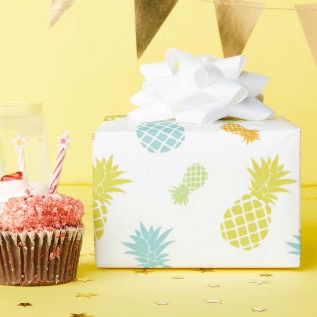 Cute Colourful Pineapples Pattern Wrapping Paper (Birthday Party)
