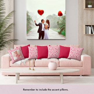 Cute Colourful Pink and Red Valentines Photo Cushion