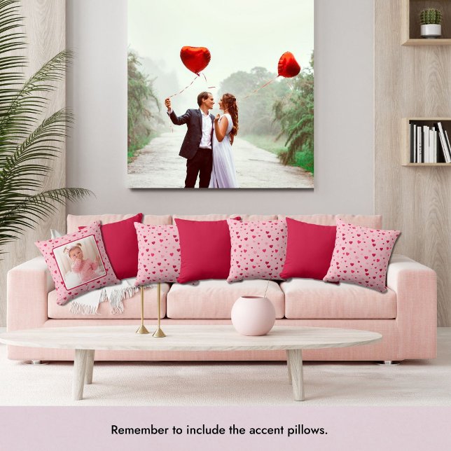 Cute Colourful Pink and Red Valentines Photo Cushion (Accent Pillows)